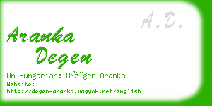 aranka degen business card